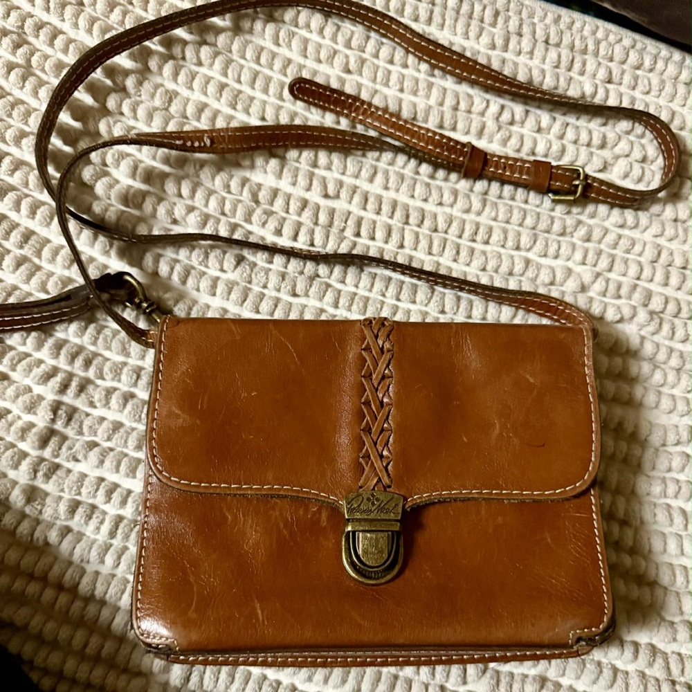 Vintage Patricia Nash Brown Leather Crossbody Bag